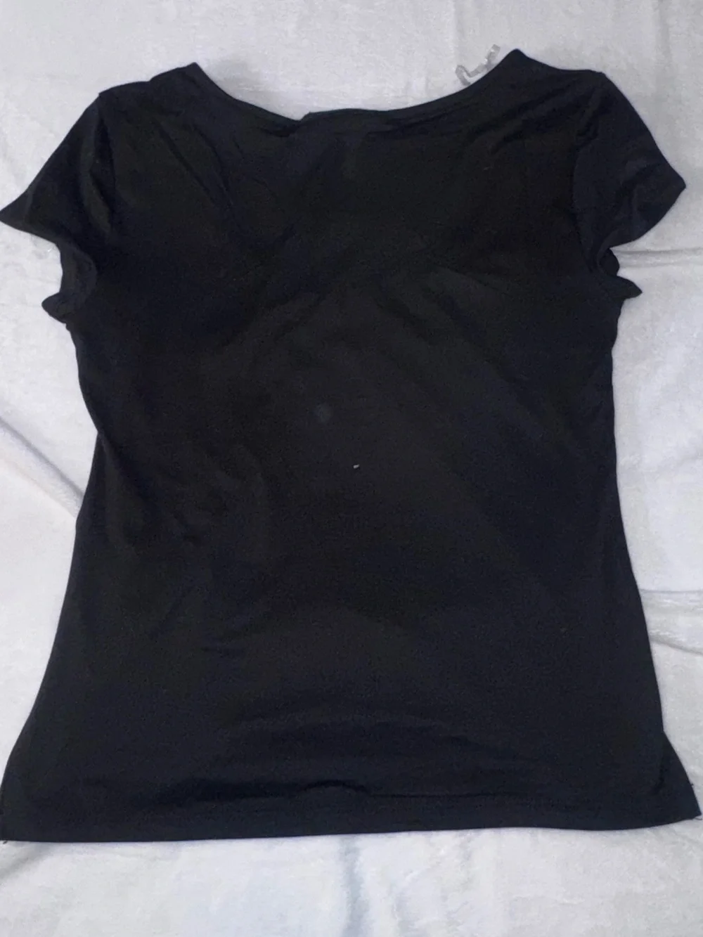 Just Polly Black Ruched Ring Front Stretch Top NWT Large - Picture 10 of 10